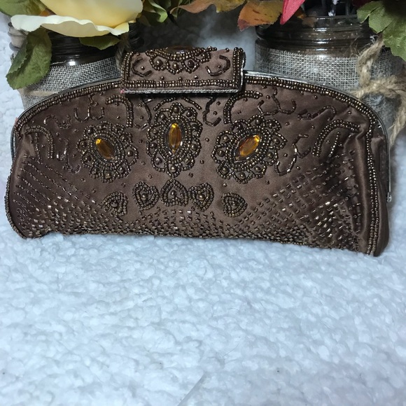 J . Loren matching clutch. Brown with crystals - Picture 2 of 5